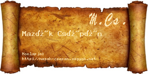 Mazák Csépán névjegykártya